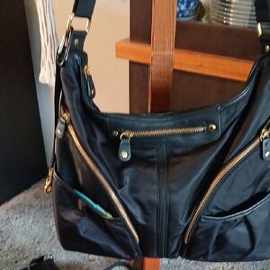 Skip Hop Black Baby Bag with Gold Accents